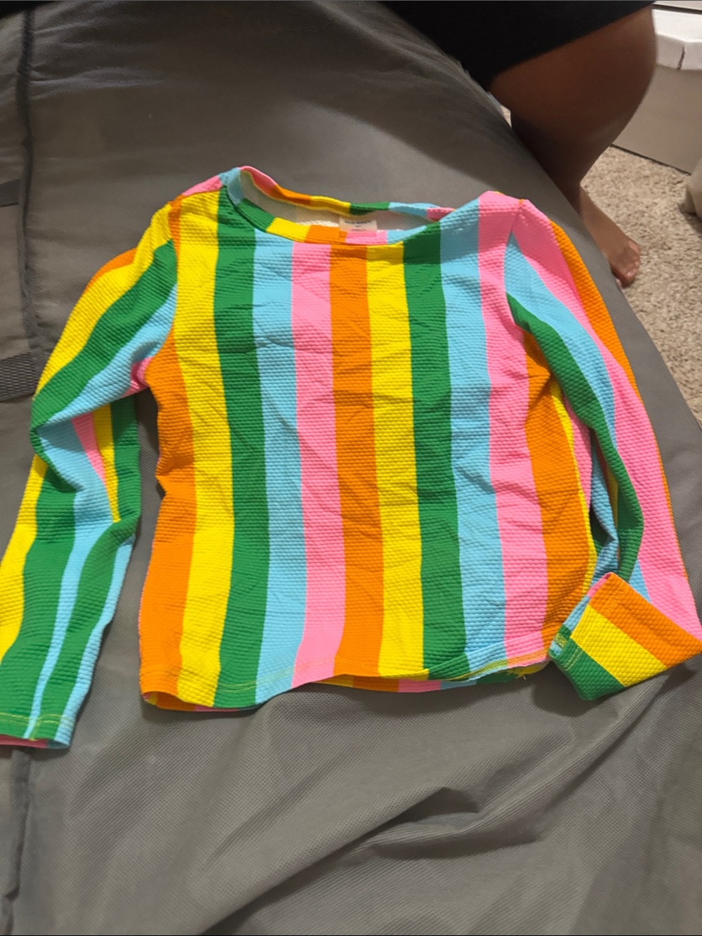 Kids Multicolor Striped Long-Sleeve Swim Top